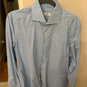 Elegant Blue Checkered Dress Shirt By The Brand 100 Hands